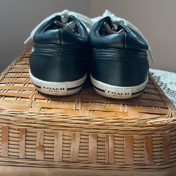 Coach Signature Logo Canvas and Leather Sneakers in black and white - Picture 5 of 9